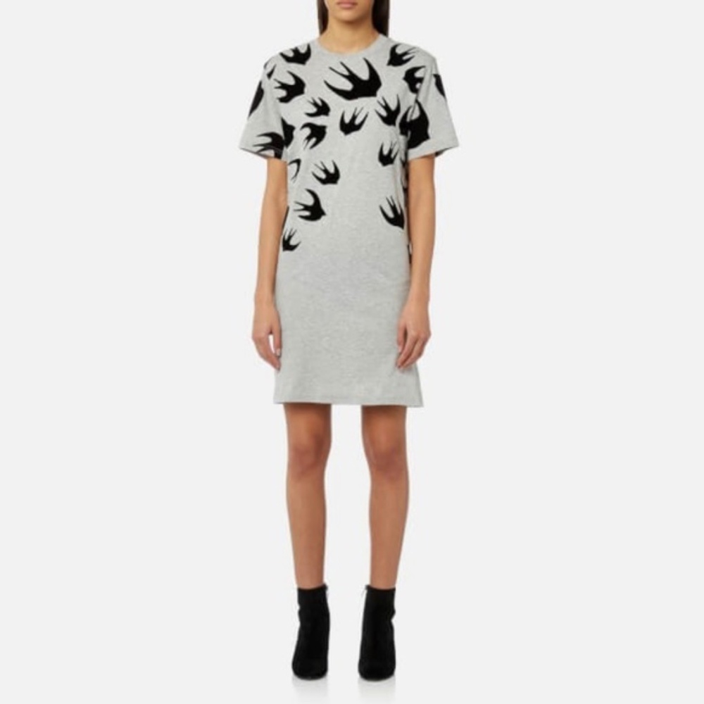 Alexander McQueen Swallow T Shirt Dress in Gray Size Small